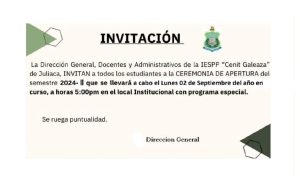 INVITACIÓN PARA LA APERTURA DEL SEMESTRE 2024-II