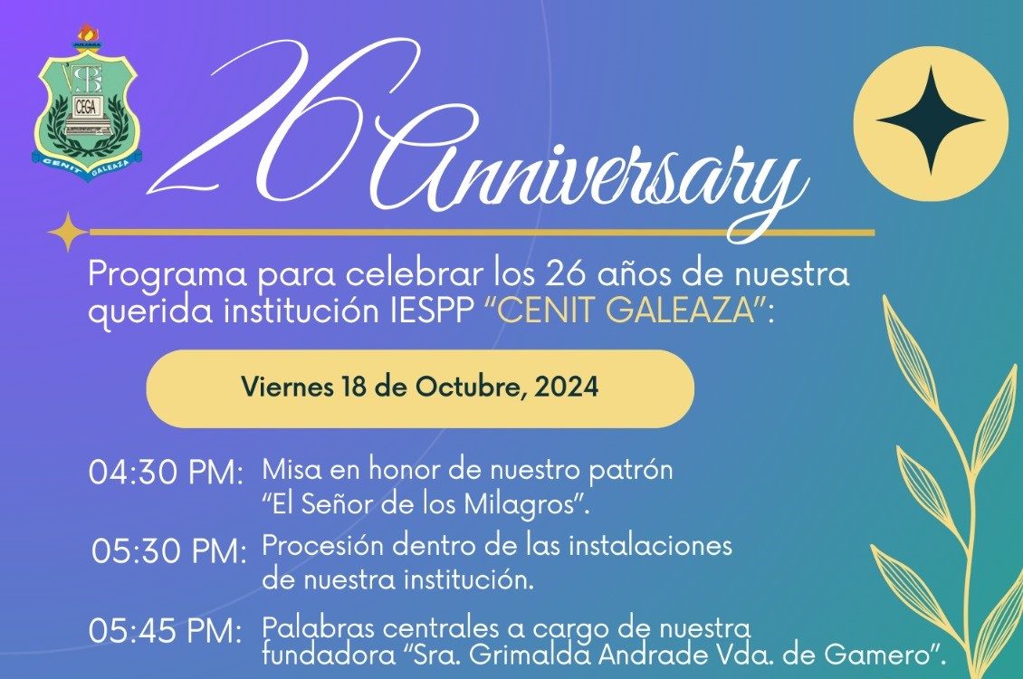 PROGRAMA GENERAL POR ANIVERSARIO DE LA INSTITUCIÓN