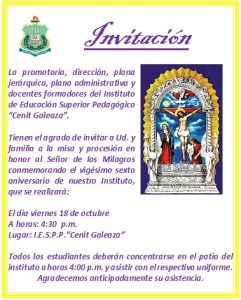 INVITACIÓN A LA MISA Y PROCESIÓN SEÑOR DE MILAGROS