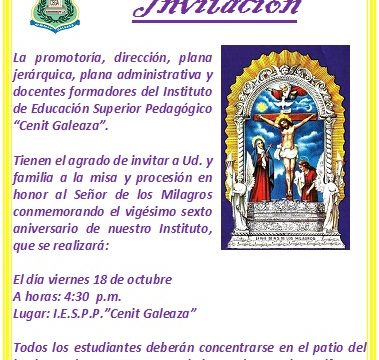 INVITACIÓN A LA MISA Y PROCESIÓN SEÑOR DE MILAGROS